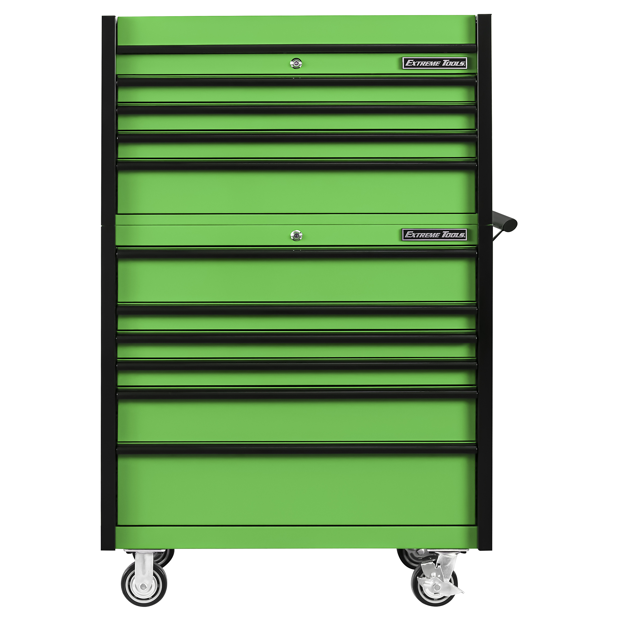 Extreme Tools 4-Drawer Top Chest/6-Drawer Roller Cabinet Combo - 41in.W x 25in.D x 64in.H, Green/Black, Model# DX4110CRGK